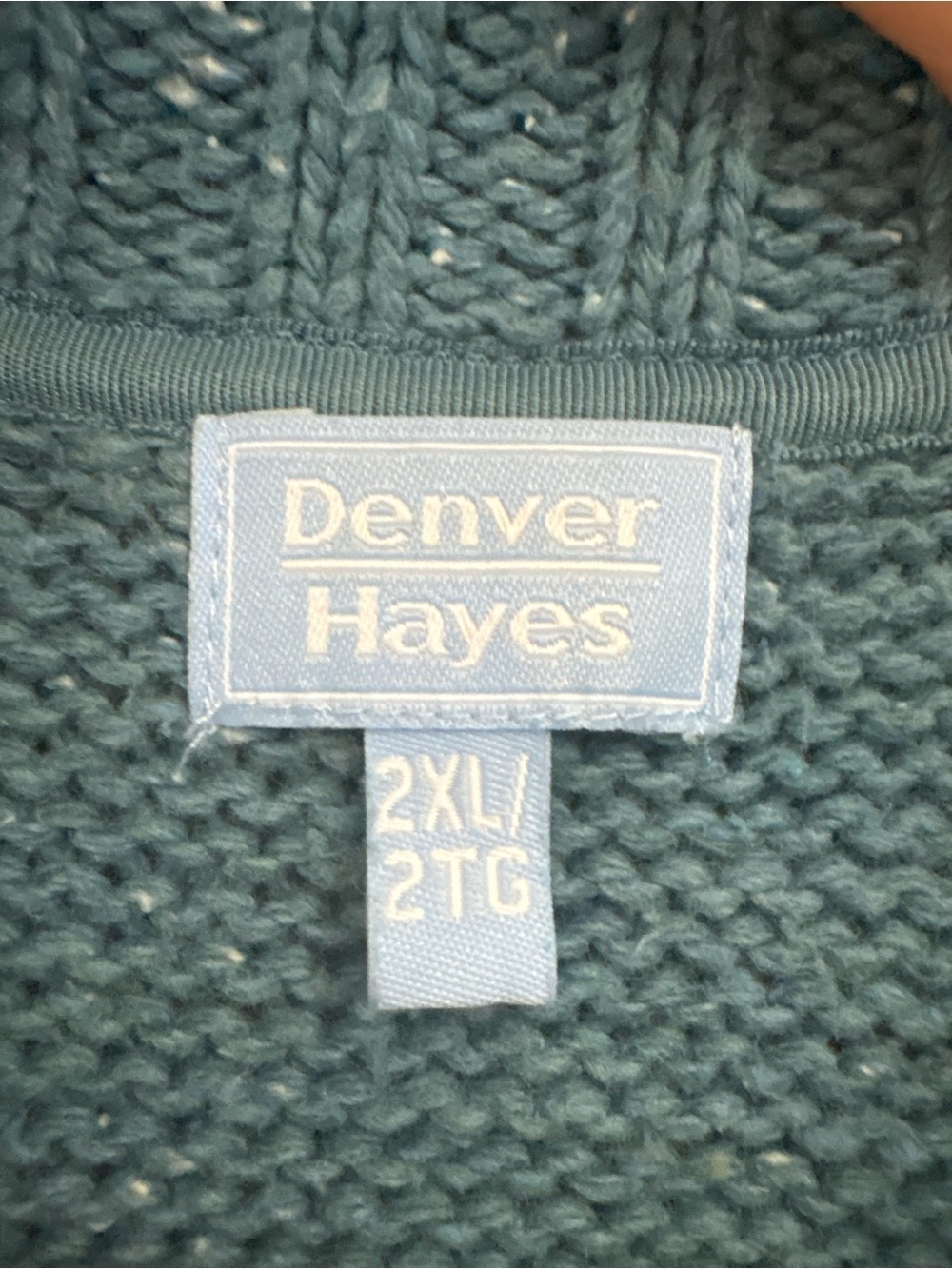 Denver Hayes Teal Knit Zip Front Sweater Vest Plus Size 2XL - Picture 3 of 5